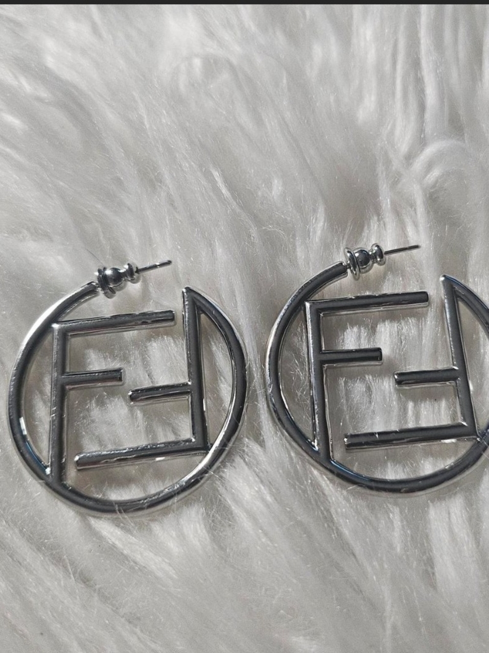 Silver Logo Hoop Earrings - Women Accessories